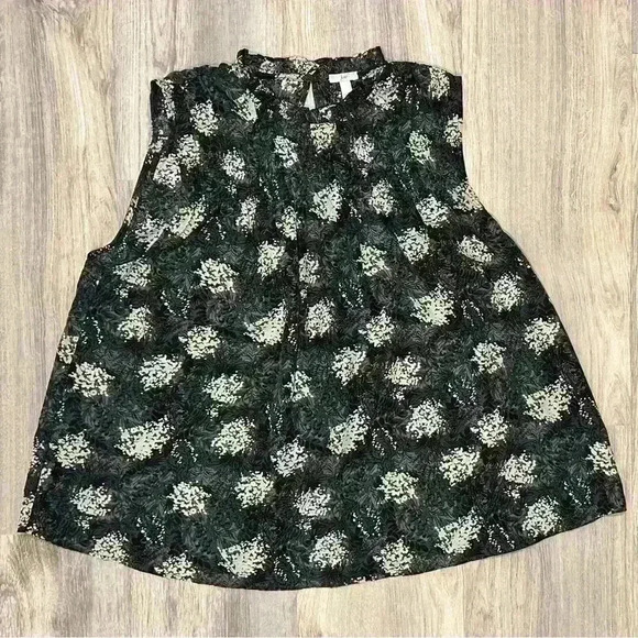 NWT Joie Baltic Print Silky Sleeveless Keyhole Back Floral Top Smocked Size XXL - Picture 1 of 11